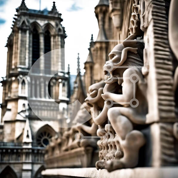 Intra Συλλεκτικό Ξύλινο Παζλ Plywood  4mm - Γοτθικού στυλ αγάλματα και πύργος ρολογιού στην πρόσοψη του κτιρίου Σε Ξύλινο Κουτί - Διαστάσεις Puzzle: 10x10 cm – 25 κομμάτια