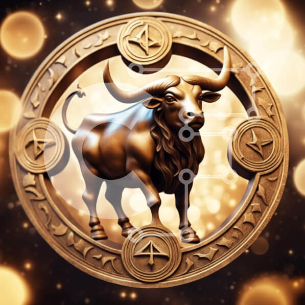 Intra Συλλεκτικό Ξύλινο Παζλ Plywood  4mm - Διακοσμητικό πλαίσιο Golden Bull Ζώδιο Αιγόκερως Σε Ξύλινο Κουτί - Διαστάσεις Puzzle: 10x10 cm – 25 κομμάτια