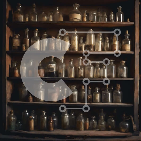 Intra Συλλεκτικό Ξύλινο Παζλ Plywood  4mm - Vintage γυάλινα μπουκάλια σε ξύλινο ράφι Σε Ξύλινο Κουτί - Διαστάσεις: 10x10 cm – 25 κομμάτια