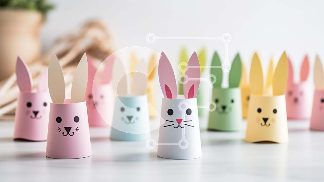 Intra Συλλεκτικό Ξύλινο Παζλ Plywood  4mm - Πολύχρωμα χάρτινα ποτήρια για το πασχαλινό λαγουδάκι για χειροτεχνίες και διακοσμήσεις Σε Ξύλινο Κουτί - Διαστάσεις Puzzle: 10x10 cm – 25 κομμάτια