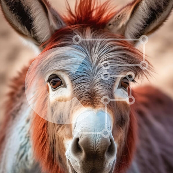 Intra Συλλεκτικό Ξύλινο Παζλ Plywood  4mm - Κοντινή όψη του προσώπου ενός γαϊδάρου με καφέ και λευκό παλτό Σε Ξύλινο Κουτί - Διαστάσεις: 10x10 cm – 25 κομμάτια