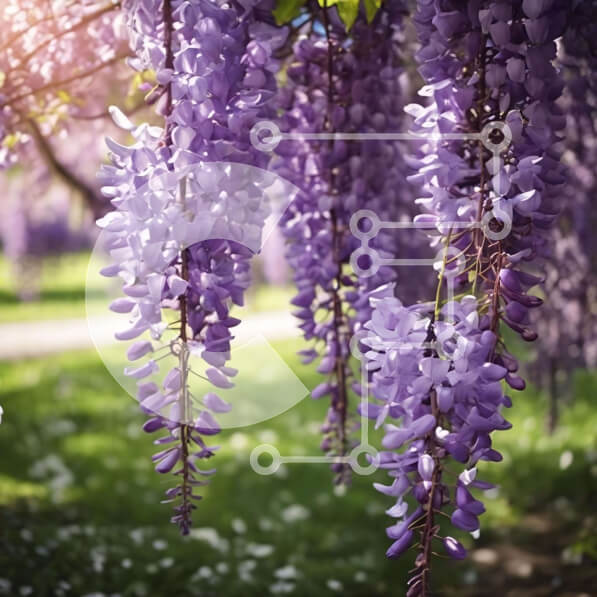 Intra Συλλεκτικό Ξύλινο Παζλ Plywood  4mm - Ζωντανά λουλούδια Wisteria σε πλήρη άνθιση Σε Ξύλινο Κουτί - Διαστάσεις: 10x10 cm – 25 κομμάτια