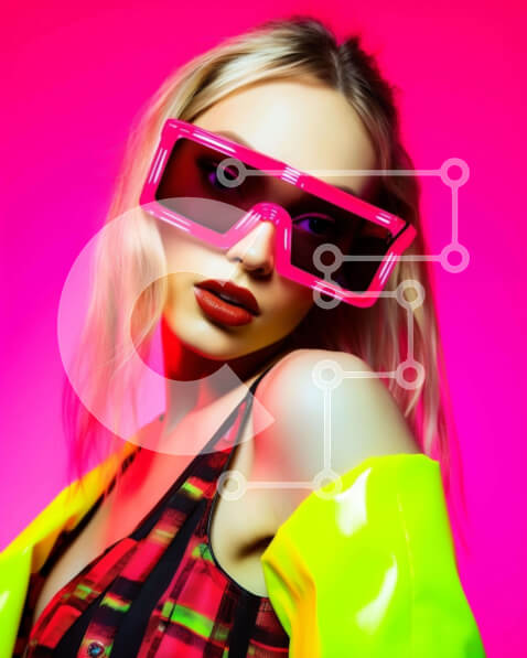 Intra Συλλεκτικό Ξύλινο Παζλ Plywood  4mm - Πολύχρωμη φωτογράφηση μόδας με ξανθιά γυναίκα Σε Ξύλινο Κουτί - Διαστάσεις Puzzle: 10x10 cm – 25 κομμάτια