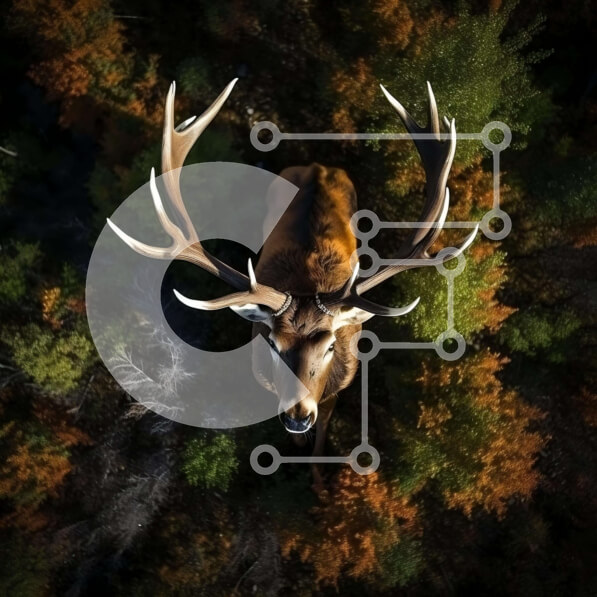 Intra Συλλεκτικό Ξύλινο Παζλ Plywood  4mm - Εναέρια άποψη των ελαφιών στο δάσος Σε Ξύλινο Κουτί - Διαστάσεις: 10x10 cm – 25 κομμάτια