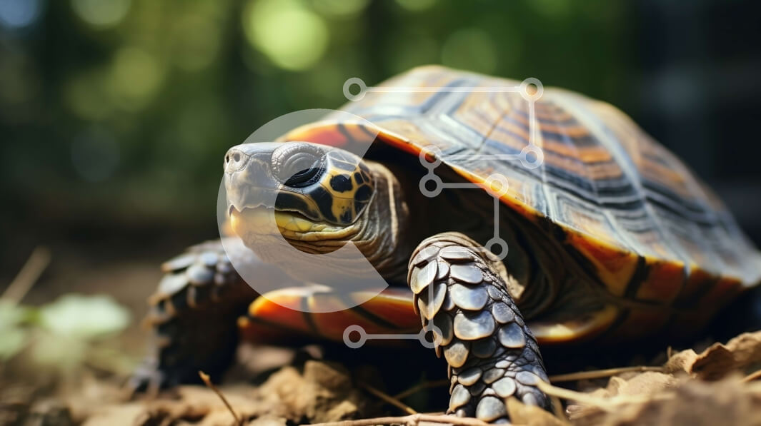 Σετ των 2 Intra Συλλεκτικό Ξύλινο Παζλ Plywood  4mm - Red-Eared Slider Χελώνα που περπατά σε φυσικό περιβάλλον Σε Ξύλινο Κουτί - Διαστάσεις: 10x10 cm – 25 κομμάτια