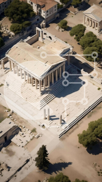 Intra Συλλεκτικό Ξύλινο Παζλ Plywood  4mm - Αεροφωτογραφία του αρχαίου κτηρίου με στήλες και πυλώνες Σε Ξύλινο Κουτί - Διαστάσεις Puzzle: 10x10 cm – 25 κομμάτια