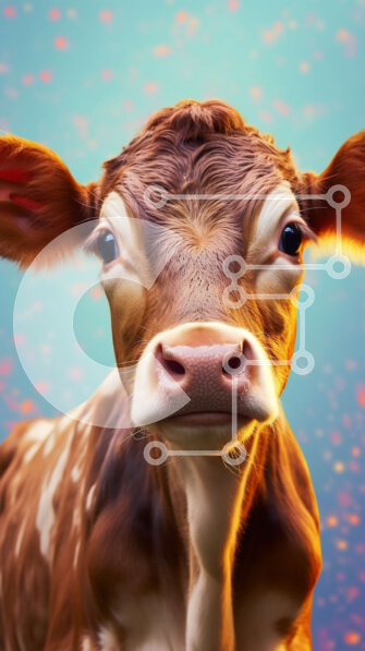 Σετ των 2 Intra Συλλεκτικό Ξύλινο Παζλ Plywood  4mm - Κοντινό πλάνο μιας αγελάδας με καφέ και λευκές κηλίδες Σε Ξύλινο Κουτί - Διαστάσεις: 10x10 cm – 25 κομμάτια