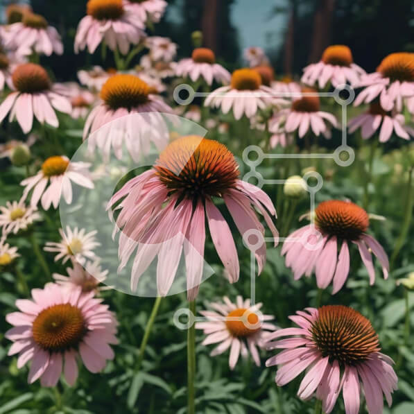 Intra Συλλεκτικό Ξύλινο Παζλ Plywood  4mm - Πεδίο με ροζ και πορτοκαλί κωνοφόρα με διάφορα άλλα λουλούδια Σε Ξύλινο Κουτί - Διαστάσεις: 10x10 cm – 25 κομμάτια