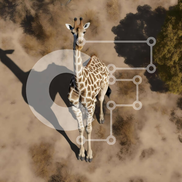 Intra Συλλεκτικό Ξύλινο Παζλ Plywood  4mm - Εναέρια άποψη της καμηλοπάρδαλης στην έρημο Σε Ξύλινο Κουτί - Διαστάσεις: 10x10 cm – 25 κομμάτια