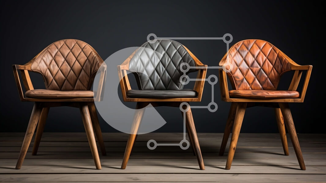 Intra Συλλεκτικό Ξύλινο Παζλ Plywood  4mm - Τρεις δερμάτινες επενδυμένες καρέκλες με σχέδια σε σχήμα διαμαντιού Σε Ξύλινο Κουτί - Διαστάσεις Puzzle: 10x10 cm – 25 κομμάτια