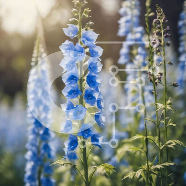 Intra Συλλεκτικό Ξύλινο Παζλ Plywood  4mm - Πεδίο με μπλε λουλούδια στο φως του ήλιου Σε Ξύλινο Κουτί - Διαστάσεις: 10x10 cm – 25 κομμάτια