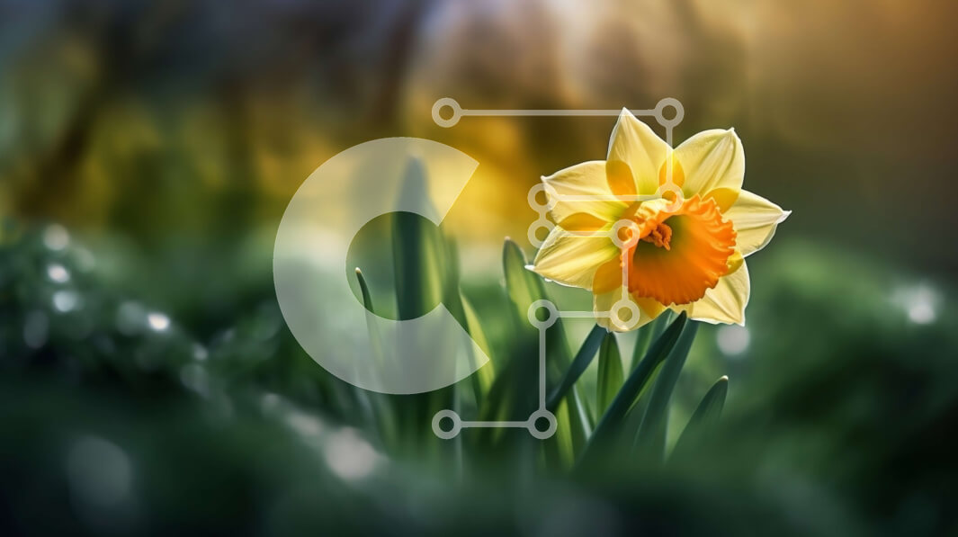 Intra Συλλεκτικό Ξύλινο Παζλ Plywood  4mm - Ονειρική εικόνα ενός κίτρινου ασφόδελου σε ένα χωράφι Σε Ξύλινο Κουτί - Διαστάσεις: 10x10 cm – 25 κομμάτια