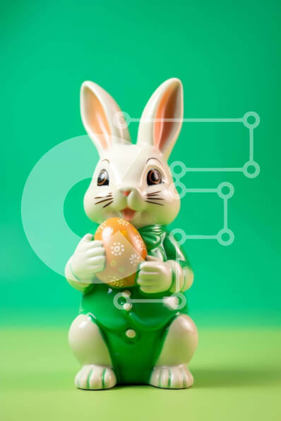 Intra Συλλεκτικό Ξύλινο Παζλ Plywood  4mm - Ειδώλιο λαγουδάκι του Πάσχα με πασχαλινό αυγό σε πράσινο φόντο Σε Ξύλινο Κουτί - Διαστάσεις: 10x10 cm – 25 κομμάτια