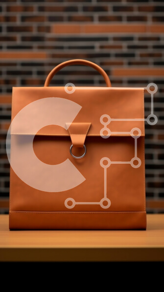 Intra Συλλεκτικό Ξύλινο Παζλ Plywood  4mm - Καφέ δερμάτινος χαρτοφύλακας σε ξύλινο τραπέζι μπροστά από τοίχο από τούβλα Σε Ξύλινο Κουτί - Διαστάσεις: 10x10 cm – 25 κομμάτια