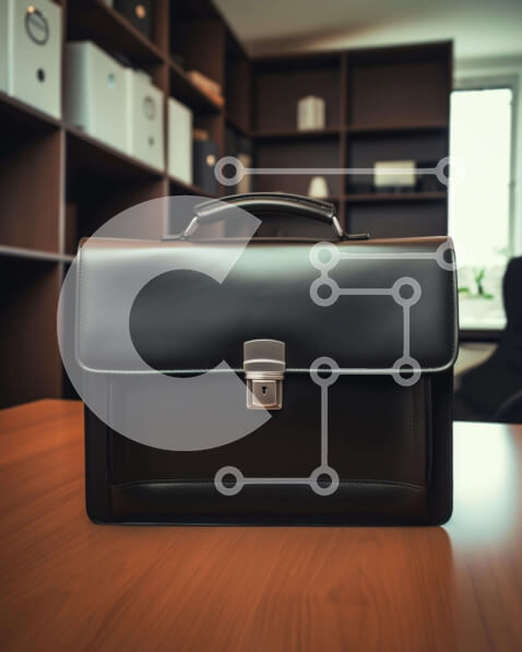 Intra Συλλεκτικό Ξύλινο Παζλ Plywood  4mm - Μαύρος χαρτοφύλακας σε δρύινο ξύλινο τραπέζι με ράφια στο φόντο Σε Ξύλινο Κουτί - Διαστάσεις: 10x10 cm – 25 κομμάτια