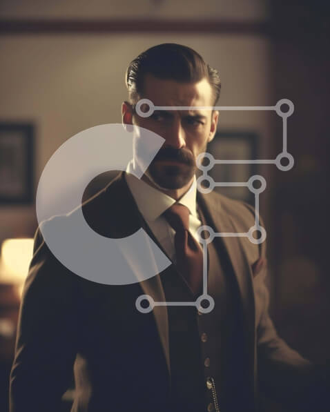 Intra Συλλεκτικό Ξύλινο Παζλ Plywood  4mm - Άνδρας με καφέ κοστούμι και γραβάτα που στέκεται στο κενό δωμάτιο Σε Ξύλινο Κουτί - Διαστάσεις Puzzle: 10x10 cm – 25 κομμάτια