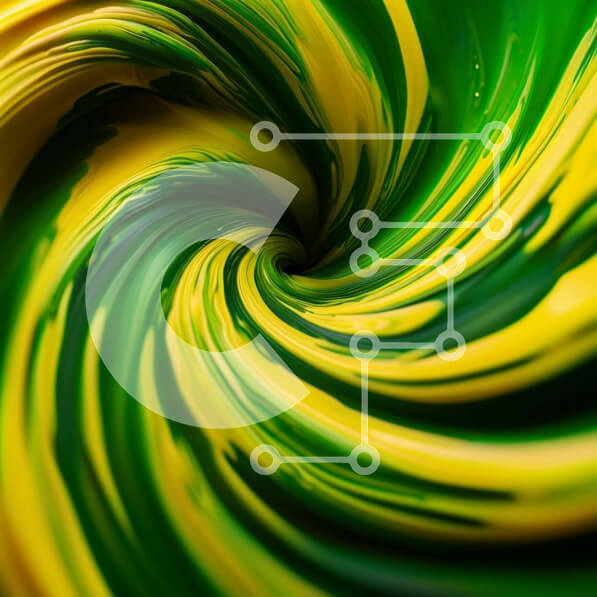 Intra Συλλεκτικό Ξύλινο Παζλ Plywood  4mm - Puzzle με Θέμα Abstract Art: Swirling Vortex of Green and Yellow Paint Σε Ξύλινο Κουτί - Διαστάσεις Puzzle: 10x10 cm – 25 κομμάτια
