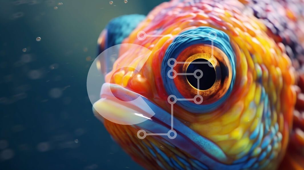 Intra Συλλεκτικό Ξύλινο Παζλ Plywood  4mm - Πολύχρωμα ψάρια που κολυμπούν στο θολό νερό Σε Ξύλινο Κουτί - Διαστάσεις: 10x10 cm – 25 κομμάτια