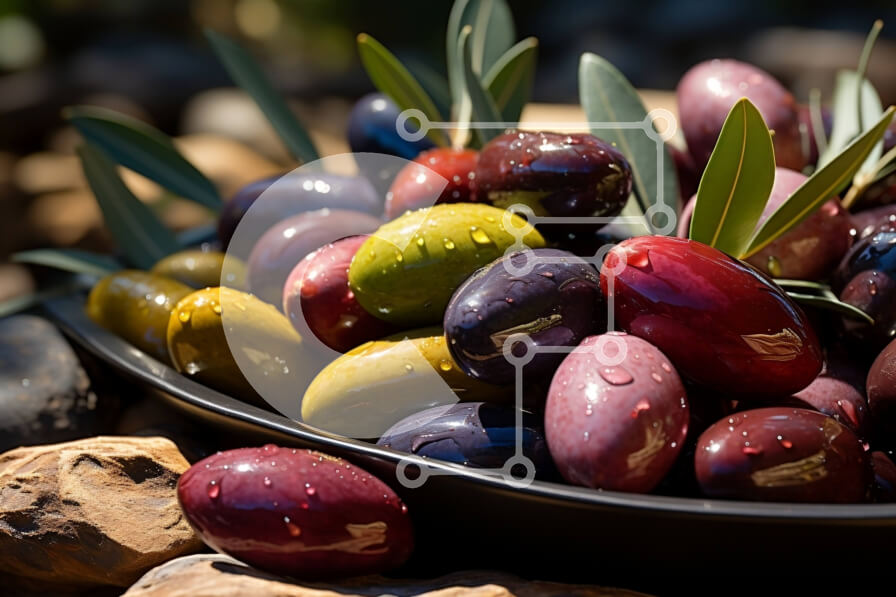 Σετ των 2 Intra Συλλεκτικό Ξύλινο Παζλ Plywood  4mm - Νόστιμες ελιές σε ρουστίκ περιβάλλον Σε Ξύλινο Κουτί - Διαστάσεις: 10x10 cm – 25 κομμάτια