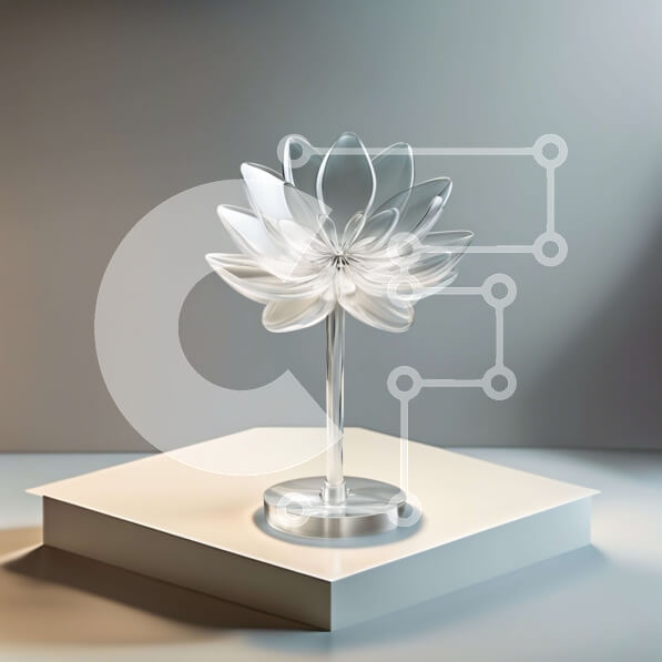 Intra Συλλεκτικό Ξύλινο Παζλ Plywood  4mm - Όμορφο γυάλινο γλυπτό του λουλουδιού λωτού Σε Ξύλινο Κουτί - Διαστάσεις Puzzle: 10x10 cm – 25 κομμάτια