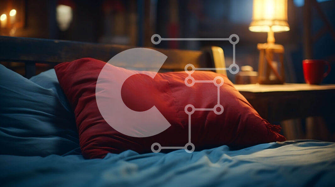 Intra Συλλεκτικό Ξύλινο Παζλ Plywood  4mm - Κόκκινο μαξιλάρι στο κρεβάτι με ξύλινο κεφαλάρι και φωτιστικό Σε Ξύλινο Κουτί - Διαστάσεις Puzzle: 10x10 cm – 25 κομμάτια