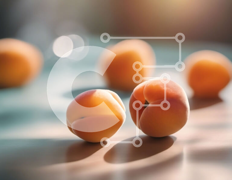 Σετ των 2 Intra Συλλεκτικό Ξύλινο Παζλ Plywood  4mm - Φρέσκα και ζουμερά ώριμα ροδάκινα σε ένα τραπέζι Σε Ξύλινο Κουτί - Διαστάσεις: 10x10 cm – 25 κομμάτια