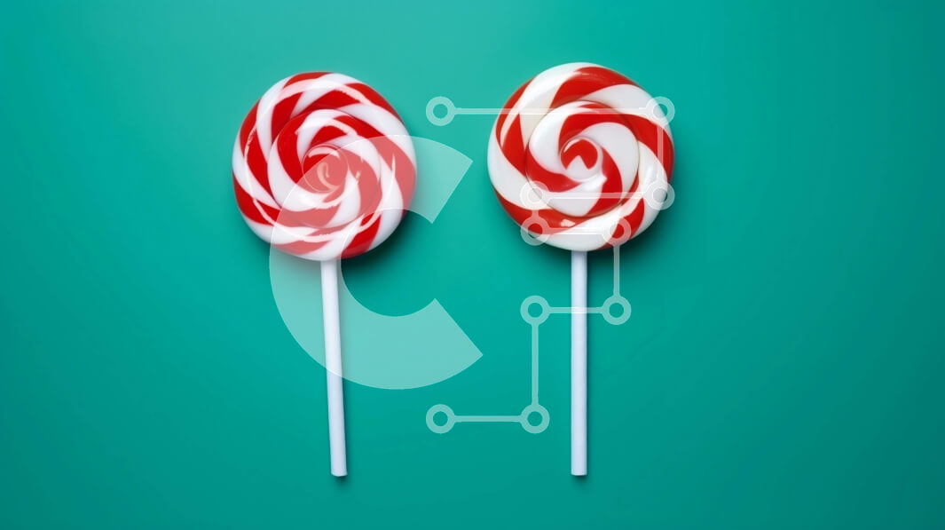 Intra Συλλεκτικό Ξύλινο Παζλ Plywood  4mm - Κόκκινα και άσπρα γλειφιτζούρια σε πράσινο φόντο Σε Ξύλινο Κουτί - Διαστάσεις Puzzle: 10x10 cm – 25 κομμάτια