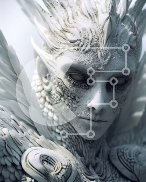 Intra Συλλεκτικό Ξύλινο Παζλ Plywood  4mm - Όμορφη εικόνα μιας ασπρομάλλης γυναίκας με φτερωτά φτερά Σε Ξύλινο Κουτί - Διαστάσεις Puzzle: 10x10 cm – 25 κομμάτια