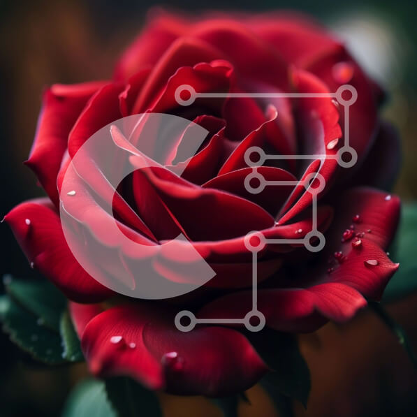 Intra Συλλεκτικό Ξύλινο Παζλ Plywood  4mm - Όμορφη κοντινή φωτογραφία ενός κόκκινου τριαντάφυλλου με σταγονίδια νερού Σε Ξύλινο Κουτί - Διαστάσεις: 10x10 cm – 25 κομμάτια