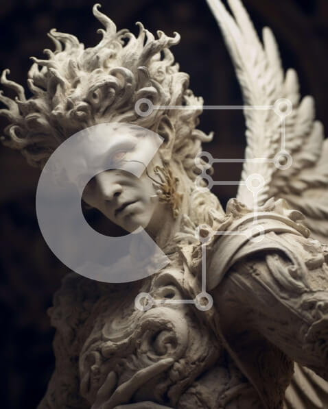 Intra Συλλεκτικό Ξύλινο Παζλ Plywood  4mm - Περίπλοκα λεπτομερές άγαλμα αγγέλου με γαλήνια έκφραση Σε Ξύλινο Κουτί - Διαστάσεις Puzzle: 10x10 cm – 25 κομμάτια