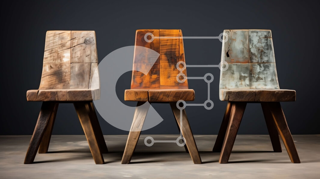 Intra Συλλεκτικό Ξύλινο Παζλ Plywood  4mm - Τρεις Μοναδικές Ξύλινες Καρέκλες με Διαφορετικά Σχέδια Σε Ξύλινο Κουτί - Διαστάσεις Puzzle: 10x10 cm – 25 κομμάτια