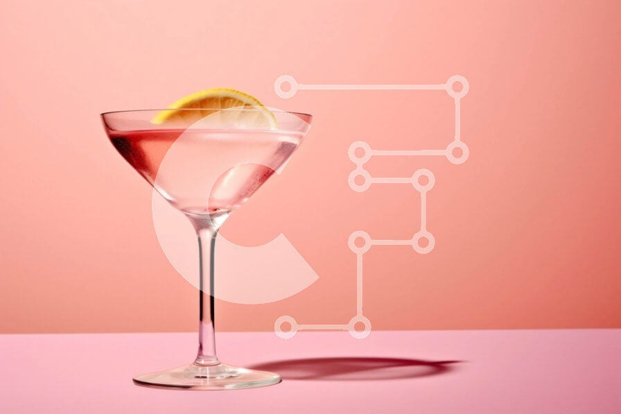 Σετ των 2 Intra Συλλεκτικό Ξύλινο Παζλ Plywood  4mm - Δροσιστικό ροζ κοκτέιλ με φέτα λεμονιού σε ποτήρι Martini Σε Ξύλινο Κουτί - Διαστάσεις: 10x10 cm – 25 κομμάτια