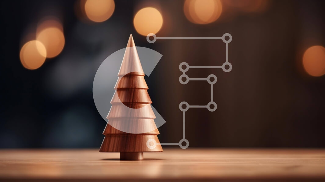 Intra Συλλεκτικό Ξύλινο Παζλ Plywood  4mm - Μικρό ξύλινο χριστουγεννιάτικο δέντρο στο τραπέζι με χάλκινο φινίρισμα Σε Ξύλινο Κουτί - Διαστάσεις: 10x10 cm – 25 κομμάτια