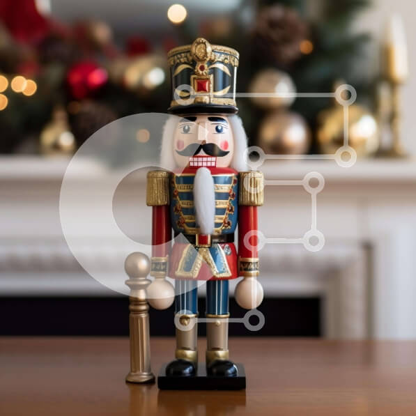 Intra Συλλεκτικό Ξύλινο Παζλ Plywood  4mm - Ξύλινο ειδώλιο Καρυοθραύστη σε διακοσμημένο τζάκι Σε Ξύλινο Κουτί - Διαστάσεις: 10x10 cm – 25 κομμάτια