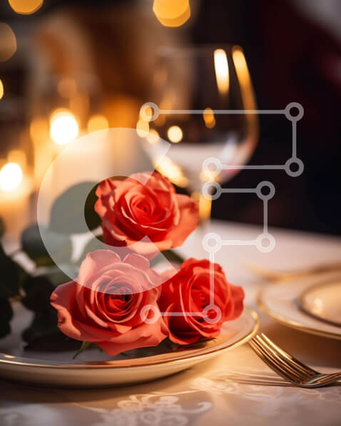 Σετ των 2 Intra Συλλεκτικό Ξύλινο Παζλ Plywood  4mm - Ρομαντικό δείπνο με τριαντάφυλλα και κρασί Σε Ξύλινο Κουτί - Διαστάσεις: 10x10 cm – 25 κομμάτια