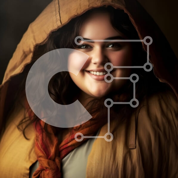 Intra Συλλεκτικό Ξύλινο Παζλ Plywood  4mm - Ευτυχισμένη γυναίκα με καφέ σακάκι με κουκούλα και κόκκινο κασκόλ Σε Ξύλινο Κουτί - Διαστάσεις Puzzle: 10x10 cm – 25 κομμάτια