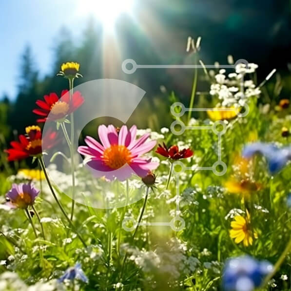 Intra Συλλεκτικό Ξύλινο Παζλ Plywood  4mm - Όμορφη εικόνα ενός χωραφιού με αγριολούλουδα μια ηλιόλουστη μέρα Σε Ξύλινο Κουτί - Διαστάσεις: 10x10 cm – 25 κομμάτια