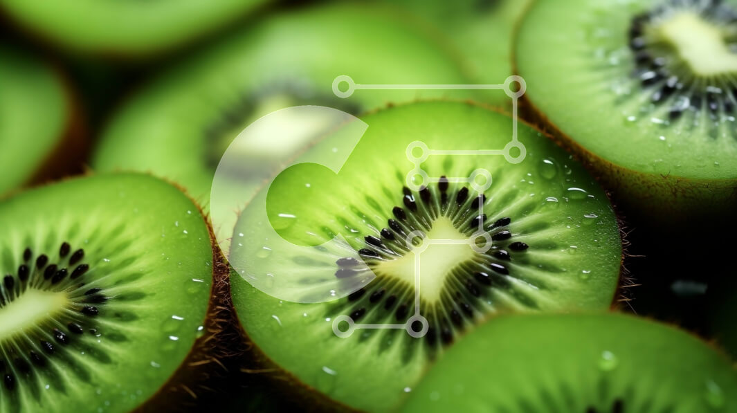 Σετ των 2 Intra Συλλεκτικό Ξύλινο Παζλ Plywood  4mm - Κοντινό πλάνο φρέσκων και ώριμων φετών φρούτων ακτινιδίων Σε Ξύλινο Κουτί - Διαστάσεις: 10x10 cm – 25 κομμάτια