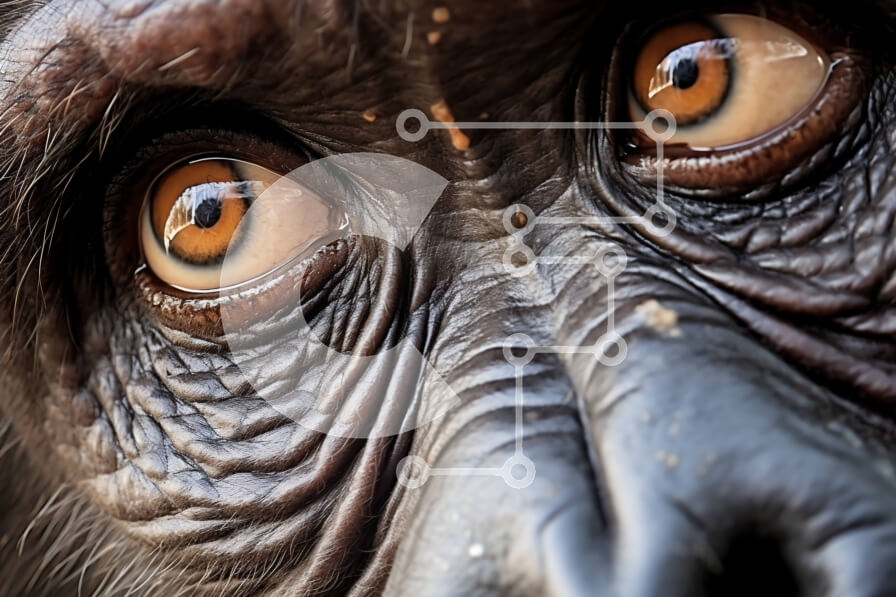 Σετ των 2 Intra Συλλεκτικό Ξύλινο Παζλ Plywood  4mm - Εκπληκτική κοντινή εικόνα του προσώπου ενός γορίλα Σε Ξύλινο Κουτί - Διαστάσεις: 10x10 cm – 25 κομμάτια