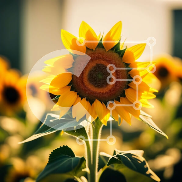 Intra Συλλεκτικό Ξύλινο Παζλ Plywood  4mm - Όμορφη κοντινή εικόνα ενός ηλίανθου που στέκεται ψηλά σε ένα χωράφι μια ηλιόλουστη μέρα Σε Ξύλινο Κουτί - Διαστάσεις: 10x10 cm – 25 κομμάτια