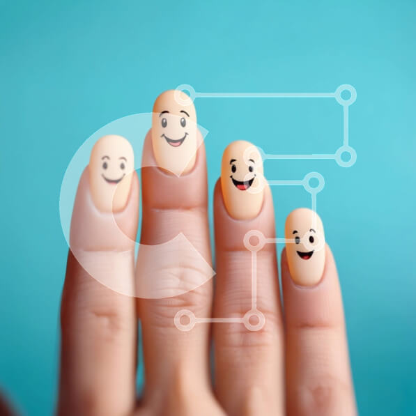 Σετ των 2 Intra Συλλεκτικό Ξύλινο Παζλ Plywood  4mm - Χέρι με Smiley Face Nail Art Σε Ξύλινο Κουτί - Διαστάσεις: 10x10 cm – 25 κομμάτια