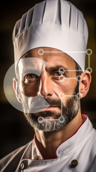 Intra Συλλεκτικό Ξύλινο Παζλ Plywood  4mm - Σοβαρός μεσήλικας σεφ με μαύρη ποδιά και λευκό σακάκι Σε Ξύλινο Κουτί - Διαστάσεις: 10x10 cm – 25 κομμάτια