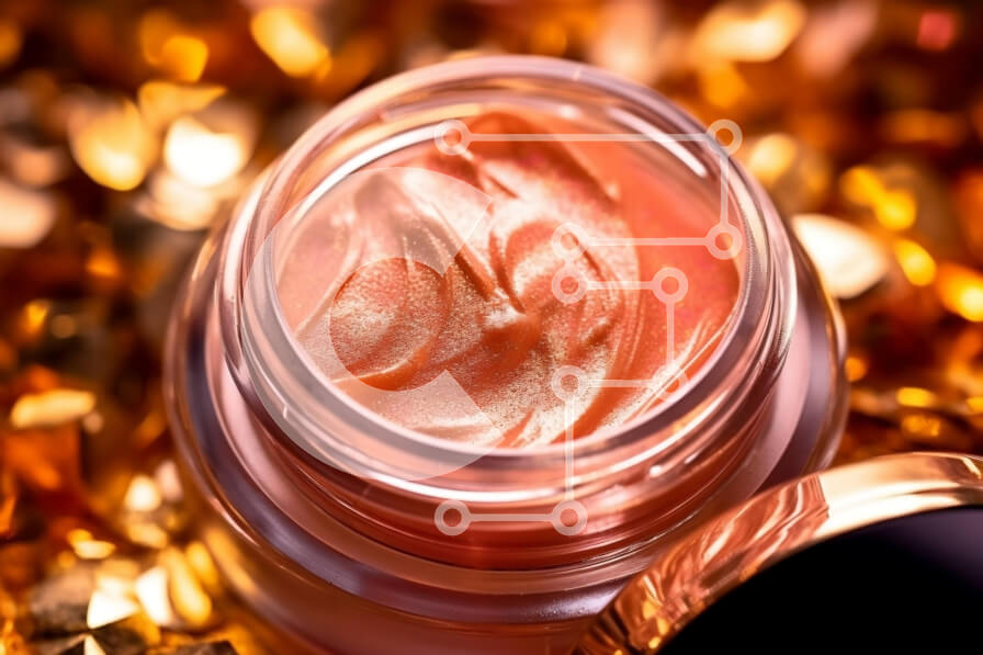 Intra Συλλεκτικό Ξύλινο Παζλ Plywood  4mm - Λαμπερό χρυσό προϊόν μακιγιάζ σε γυάλινο δοχείο Σε Ξύλινο Κουτί - Διαστάσεις Puzzle: 10x10 cm – 25 κομμάτια