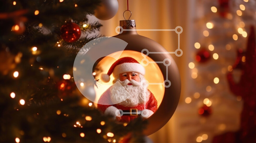 Intra Συλλεκτικό Ξύλινο Παζλ Plywood  4mm - Άγιος Βασίλης στο στολίδι στο χριστουγεννιάτικο δέντρο Σε Ξύλινο Κουτί - Διαστάσεις: 10x10 cm – 25 κομμάτια