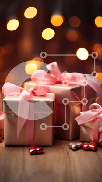 Intra Συλλεκτικό Ξύλινο Παζλ Plywood  4mm - Όμορφη εικόνα με τυλιγμένα δώρα με ροζ κορδέλες Σε Ξύλινο Κουτί - Διαστάσεις: 10x10 cm – 25 κομμάτια