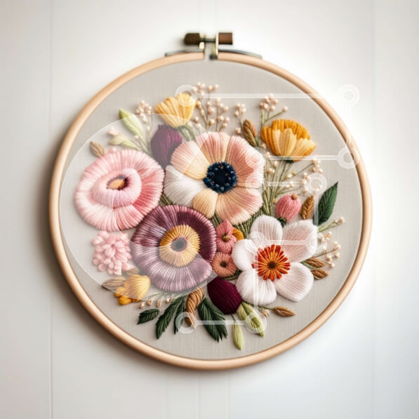 Intra Συλλεκτικό Ξύλινο Παζλ Plywood  4mm - Όμορφη φλοράλ κεντητική στεφάνη με πολύχρωμα λουλούδια Σε Ξύλινο Κουτί - Διαστάσεις Puzzle: 10x10 cm – 25 κομμάτια