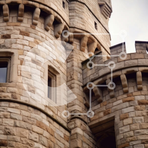 Intra Συλλεκτικό Ξύλινο Παζλ Plywood  4mm - Όμορφη εικόνα της κορυφής ενός πέτρινου κάστρου με μικρά παράθυρα και καμάρες Σε Ξύλινο Κουτί - Διαστάσεις Puzzle: 10x10 cm – 25 κομμάτια