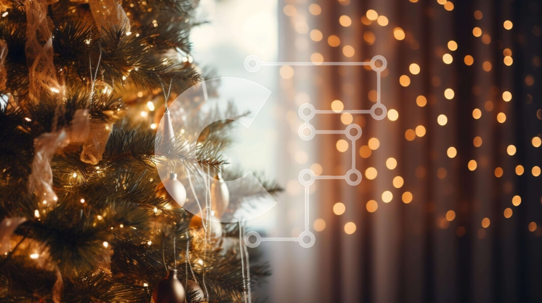 Intra Συλλεκτικό Ξύλινο Παζλ Plywood  4mm - Χριστουγεννιάτικο δέντρο με χρυσά στολίδια και φωτάκια Σε Ξύλινο Κουτί - Διαστάσεις: 10x10 cm – 25 κομμάτια