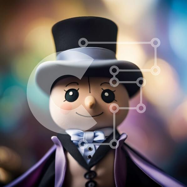 Intra Συλλεκτικό Ξύλινο Παζλ Plywood  4mm - Αξιολάτρευτος Χιονάνθρωπος με Καπέλο και Μωβ Ακρωτήρι Σε Ξύλινο Κουτί - Διαστάσεις Puzzle: 10x10 cm – 25 κομμάτια