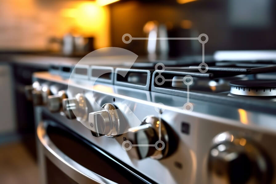 Intra Συλλεκτικό Ξύλινο Παζλ Plywood  4mm - Κομψή και μοντέρνα κουζίνα από ανοξείδωτο ατσάλι με πέντε καυστήρες και φούρνο Σε Ξύλινο Κουτί - Διαστάσεις Puzzle: 10x10 cm – 25 κομμάτια